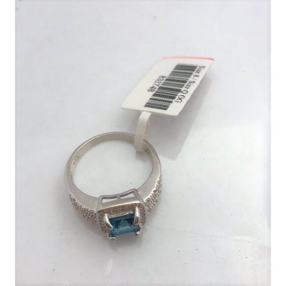 Beautiful Sterling Silver Created London Blue Topaz Ring - Size 8 - Picture 2 of 5